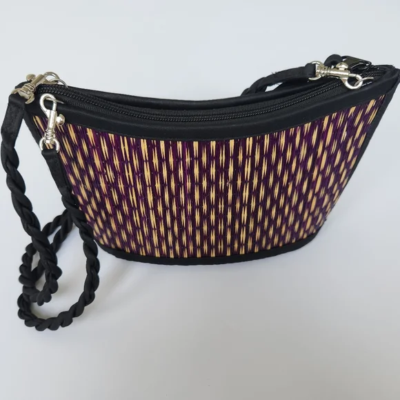 Baskets Of Cambodia Small Mini Handbag Rope Purple Tan Black Garden Girl Scandi - Picture 2 of 16